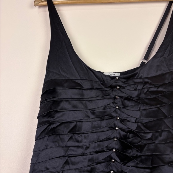 Cache Y2K Black Silk Ruched Tank Top Whimsigoth Dark Romantic - Picture 4 of 7